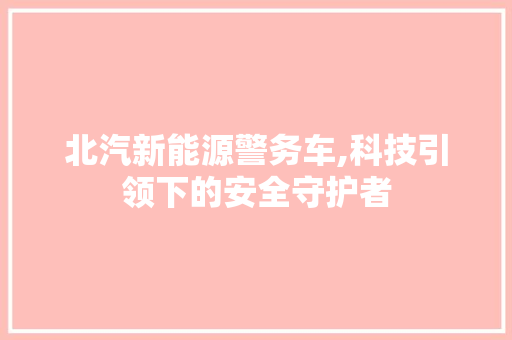 北汽新能源警务车,科技引领下的安全守护者