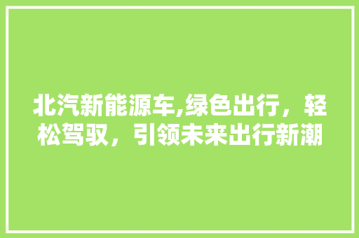 北汽新能源车,绿色出行，轻松驾驭，引领未来出行新潮流  第1张