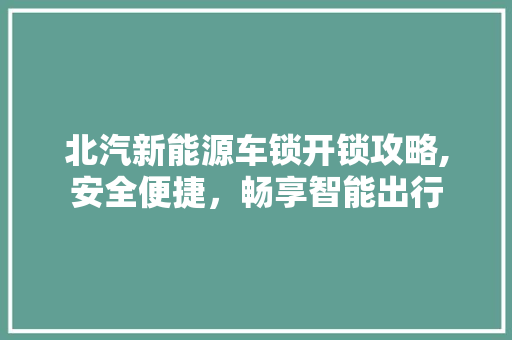 北汽新能源车锁开锁攻略,安全便捷，畅享智能出行  第1张