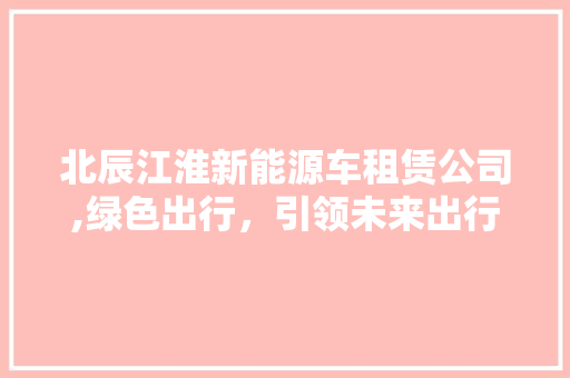 北辰江淮新能源车租赁公司,绿色出行，引领未来出行新风尚  第1张