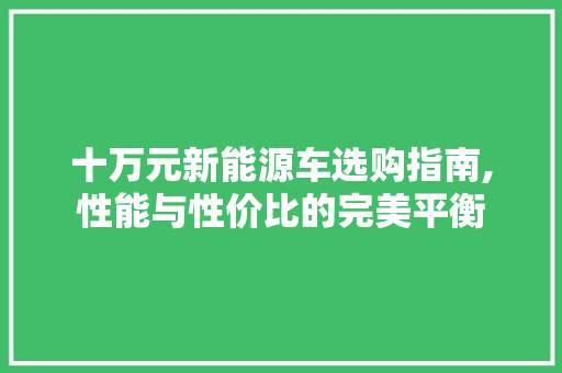 十万元新能源车选购指南,性能与性价比的完美平衡  第1张