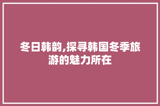 冬日韩韵,探寻韩国冬季旅游的魅力所在