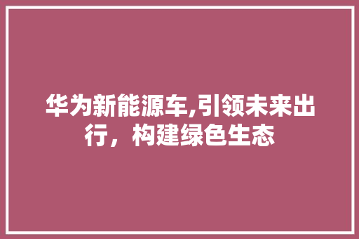 华为新能源车,引领未来出行，构建绿色生态  第1张