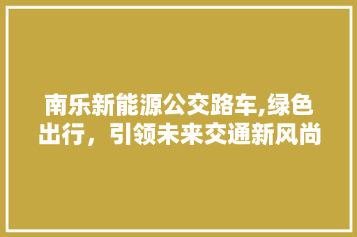 南乐新能源公交路车,绿色出行，引领未来交通新风尚