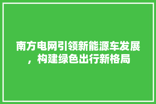 南方电网引领新能源车发展，构建绿色出行新格局