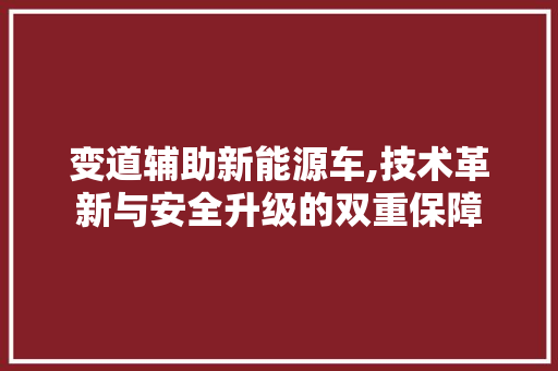 变道辅助新能源车,技术革新与安全升级的双重保障