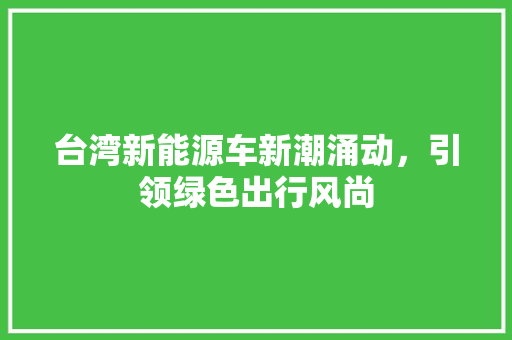 台湾新能源车新潮涌动，引领绿色出行风尚  第1张