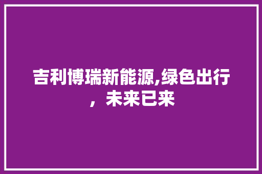 吉利博瑞新能源,绿色出行，未来已来