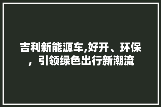 吉利新能源车,好开、环保，引领绿色出行新潮流  第1张