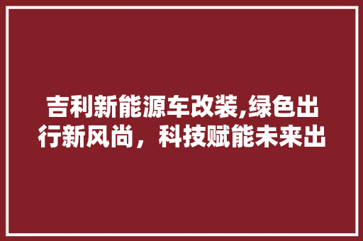 吉利新能源车改装,绿色出行新风尚，科技赋能未来出行  第1张