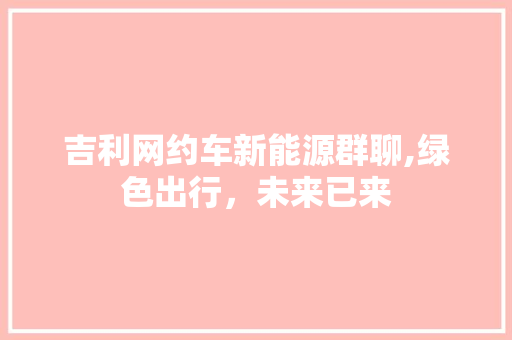 吉利网约车新能源群聊,绿色出行，未来已来  第1张