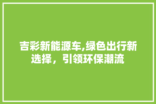 吉彩新能源车,绿色出行新选择，引领环保潮流  第1张