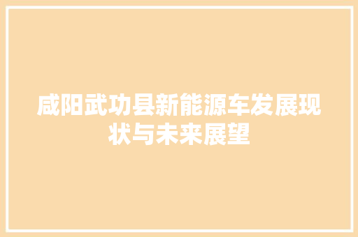 咸阳武功县新能源车发展现状与未来展望