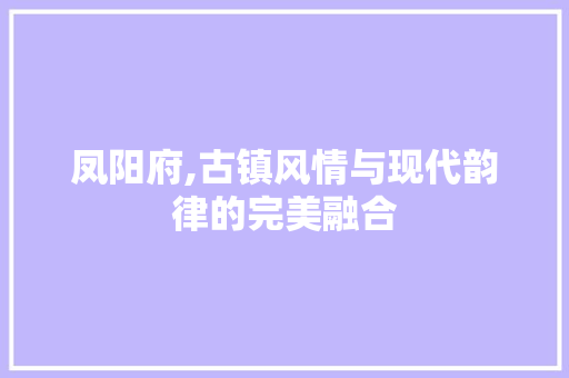 凤阳府,古镇风情与现代韵律的完美融合