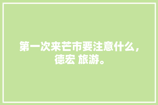 第一次来芒市要注意什么，德宏 旅游。