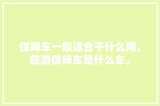 保姆车一般适合干什么用，旅游保姆车是什么车。  第1张