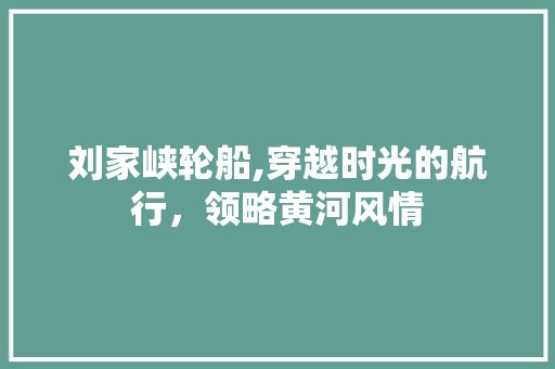 刘家峡轮船,穿越时光的航行，领略黄河风情