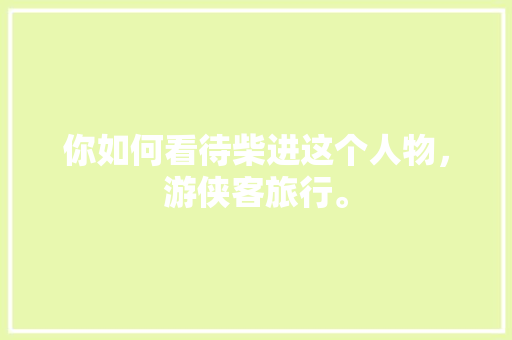 你如何看待柴进这个人物，游侠客旅行。