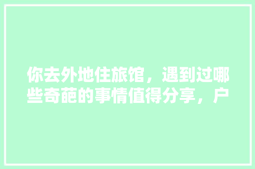 你去外地住旅馆，遇到过哪些奇葩的事情值得分享，户外旅游真相视频。