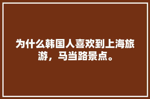 为什么韩国人喜欢到上海旅游，马当路景点。