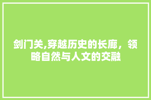 剑门关,穿越历史的长廊，领略自然与人文的交融