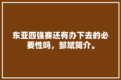 东亚四强赛还有办下去的必要性吗，邹斌简介。