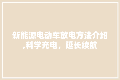 新能源电动车放电方法介绍,科学充电，延长续航