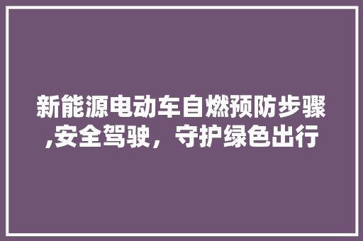 新能源电动车自燃预防步骤,安全驾驶，守护绿色出行  第1张