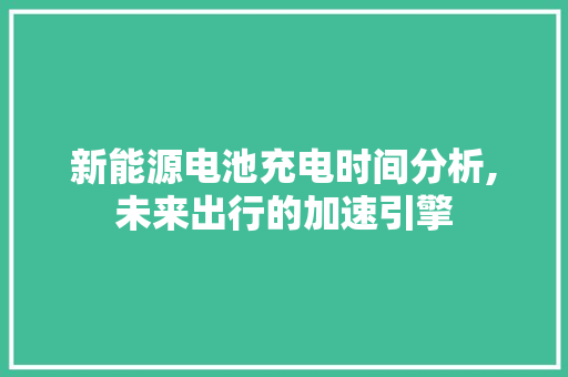 新能源电池充电时间分析,未来出行的加速引擎  第1张