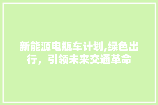 新能源电瓶车计划,绿色出行，引领未来交通革命