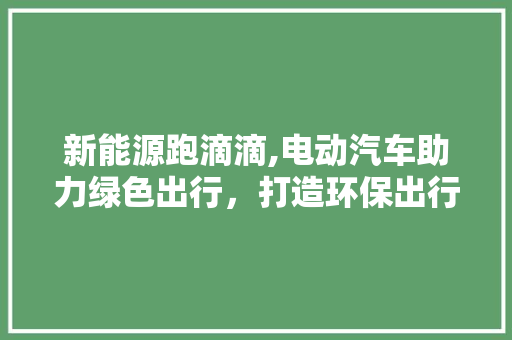 新能源跑滴滴,电动汽车助力绿色出行，打造环保出行新风尚