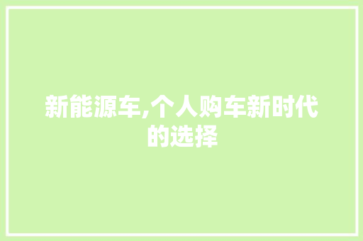 新能源车,个人购车新时代的选择  第1张