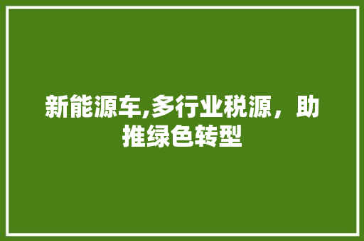 新能源车,多行业税源，助推绿色转型