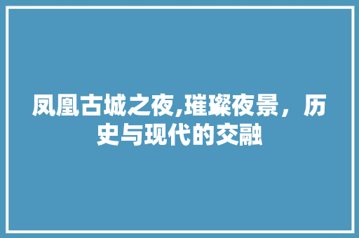 凤凰古城之夜,璀璨夜景，历史与现代的交融