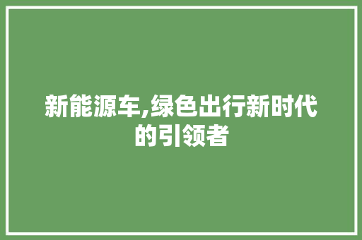 新能源车,绿色出行新时代的引领者  第1张