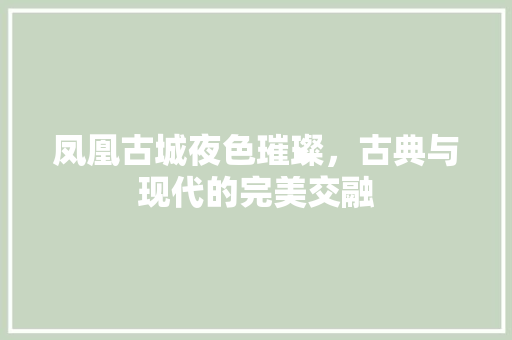 凤凰古城夜色璀璨，古典与现代的完美交融  第1张