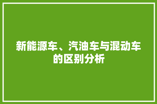 新能源车、汽油车与混动车的区别分析