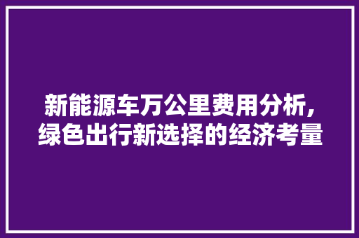 新能源车万公里费用分析,绿色出行新选择的经济考量