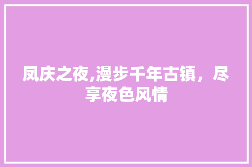 凤庆之夜,漫步千年古镇，尽享夜色风情