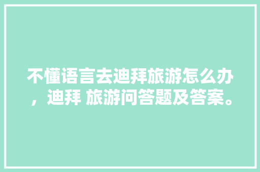 不懂语言去迪拜旅游怎么办，迪拜 旅游问答题及答案。