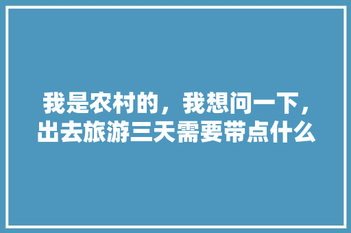 我是农村的，我想问一下，出去旅游三天需要带点什么，三天旅游需要带什么东西。