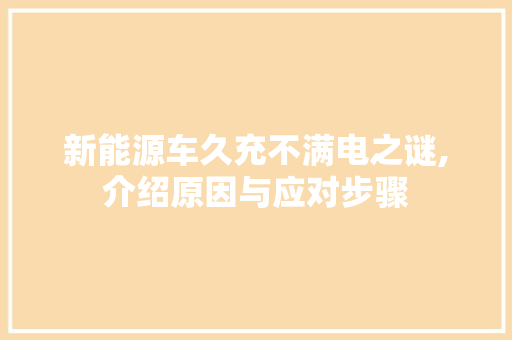 新能源车久充不满电之谜,介绍原因与应对步骤