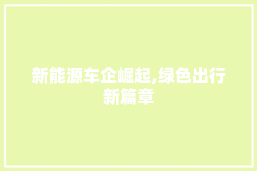 新能源车企崛起,绿色出行新篇章