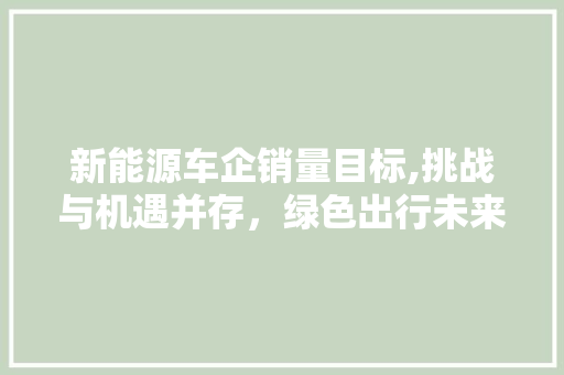 新能源车企销量目标,挑战与机遇并存，绿色出行未来可期