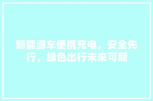 新能源车便携充电，安全先行，绿色出行未来可期