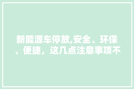 新能源车停放,安全、环保、便捷，这几点注意事项不可忽视