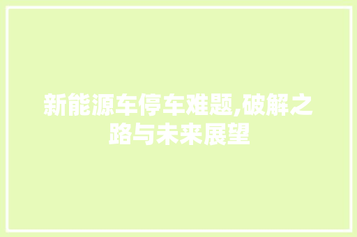 新能源车停车难题,破解之路与未来展望