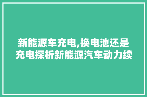 新能源车充电,换电池还是充电探析新能源汽车动力续航之辩