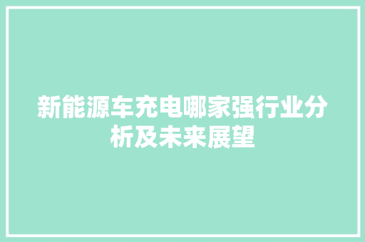 新能源车充电哪家强行业分析及未来展望