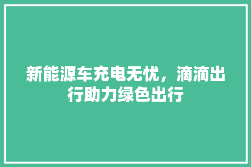 新能源车充电无忧，滴滴出行助力绿色出行